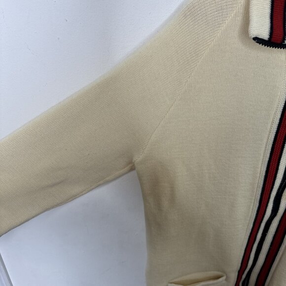 Vintage Maple Knitting Mills Men L Curling Wool Cardigan Gainers Patch Preppy - Picture 9 of 9